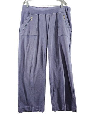 Casey Key Womens Sweat Pants Blue Size XL Cotton Blend Elastic Waist Zip Pocket